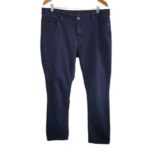 Liz Claiborne Dark Navy Straight Leg Stretch Waist Soft Denim Jeans Size 16